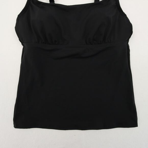 Lands’ End Tankini Top Swimsuit Black Solid Square Scoop Neck Underwire Size 2P - Picture 3 of 8